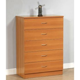Five drawer chest Metal handles Metal Glide rails Light Cherry color