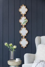 Gold Narrow Four Tiered Wall Mirror, 9.5x1x47.2"