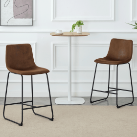 Modern Minimalist Style PU Material Bar Stool - Brown, Suitable for Kitchen, Bar, and Modern Home Design