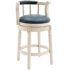 Bar Stools Seat Height 26'' Leather Wooden Bar Stools(BLUE 1pc)