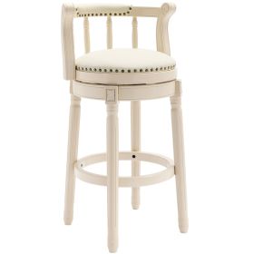 Bar Stools Seat Height 29.5'' Leather Wooden Bar Stools(WHITE 1pc)