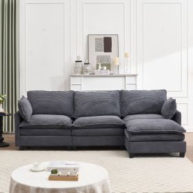 [VIDEO provided][New] Modular Sofa , Velvet Large U-Shaped Couch Comfy Upholstered 3-Seat Sofa with 1Ottoman, 2 Lumbar Pillow