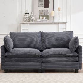 [VIDEO provided][New]Modular Sofa , Velvet Large U-Shaped Couch Comfy Upholstered 2-Seat Sofa, 2 Lumbar Pillow, Deep Seat Couch for Living Room