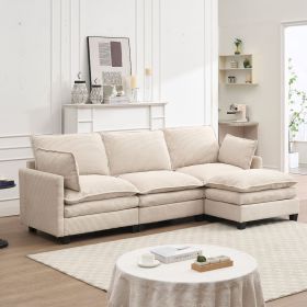 [VIDEO provided][New] Modular Sofa , Velvet Large U-Shaped Couch Comfy Upholstered 3-Seat Sofa with 1 Ottoman, 2 Lumbar Pillow