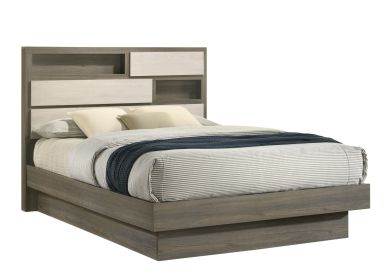 Gem Modern Style Full Bed Made with Wood in Beige & Brown