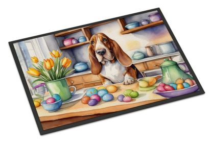 Decorating Easter Basset Hound Doormat Front Door Mat Indoor Outdoor Rugs for Entryway, Non Slip Washable Low Pile, 24H X 36W