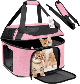 Large Cat Carrier for 2 Cats, Soft Side Pet Carrier for Cats Small Dog, Collapsible Travel Dog Carrier Bag