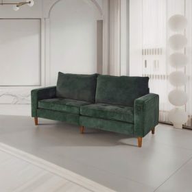 Green Corduroy, Modern Style Solid Color Sofa (Including USB interface), Multi-Person Sofa, Suitable For Living Room And Office