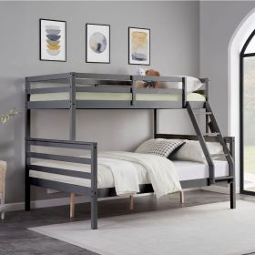 Twin over Full Bunk Bed with Ladder,Wooden Bunk Bed with High Guardrail and Ladder for Kids, Teens, Dorm Rooms, and Guest Rooms,No Box Spring Nee