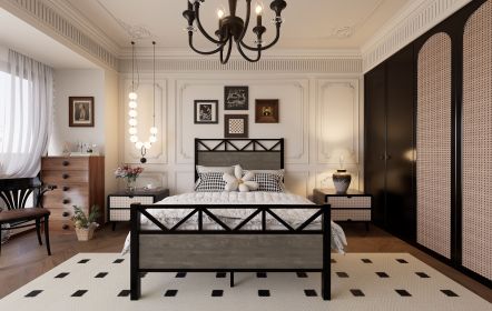 Full Size Bed Frame, Easy Assembly, Brown