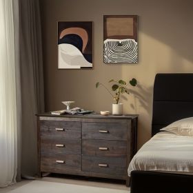 Brown MDF with solid wood veneer 120*40*80 Double row six drawer chest of drawers
