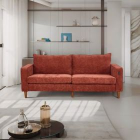 Light Brown Corduroy, Modern Style Solid Color Sofa (Including USB interface), Multi-Person Sofa, Suitable For Living Room And Office
