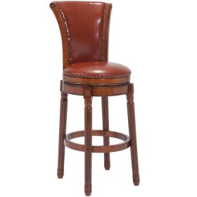Cow top Leather Wooden Bar Stools, 26" Counter Height Bar Chair with Back, 180 Degrees Swivel Barstools Chair for Home Kitchen Counter,Dining Roo