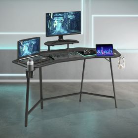 Techni Sport TS98D Gaming Desk with Shelf & Accessory Holders, Black