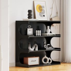 Multifunctional 4-Tier Black Book Shelf & Coffee Table for Living Room Bedroom Dining Room Study Entryway, Creative Furniture Floor Bookshelf