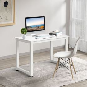 FCH white desktop + white pipe frame P2 particleboard with triamine steel feet 110cm computer desk