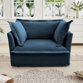 Slip-covered Armchair with 1 Big Back Cushion and 2 Big Toss Pillows, Single Deep Seat Comfy Single Couch Sofa Multiple Large Soft Pillows (Color: as Pic)