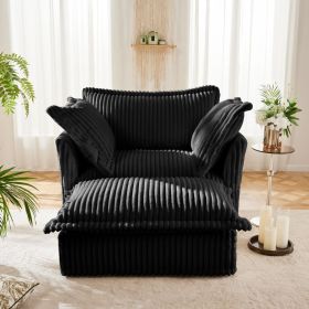 Upholstered Slipcovered Armchair with Ottoman, Deep Seat Armchair W/ Wide Ottoman for Living Room, Armchair Sets with Large Soft Pillows(Set of 2 (Color: as Pic)