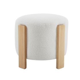 Ottoman Foot Rest Round Bag Floor Chair for Bedroom or Entryway in White (Color: White)