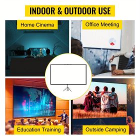 Portable 80/100 Inch 16:9 4K HD Projector Screen with Stand, Foldable Wrinkle-Free Indoor Outdoor Movie Screen (Color: Black-80 IN)
